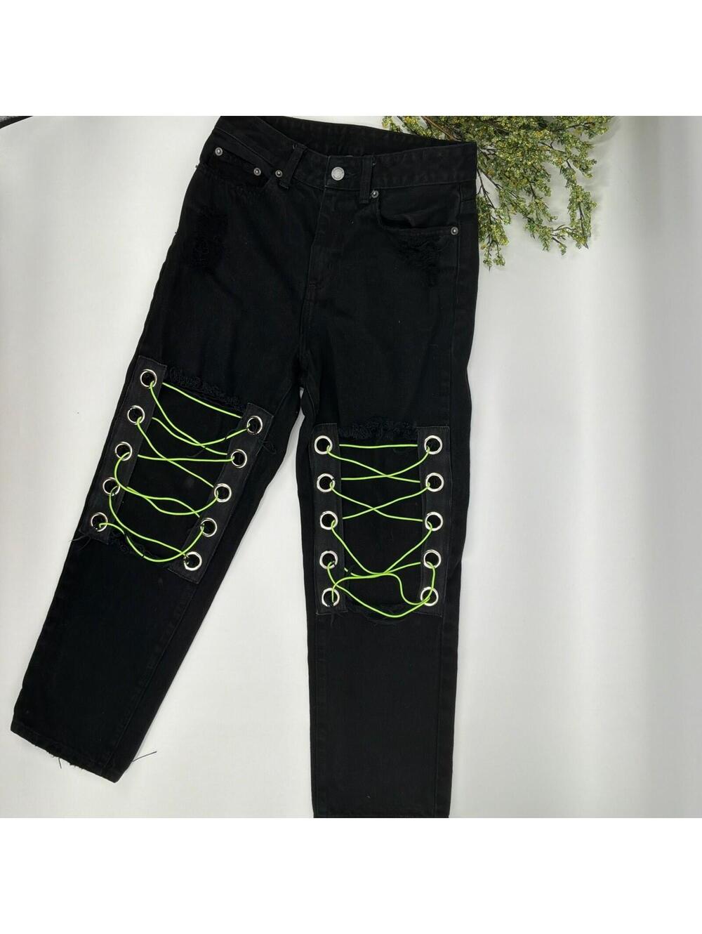 Carmar Black Cotton Denim Distressed Grunge Jeans Size 25
